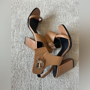 Sol Sana Heels camel Leather Straps Block Heel Sandal size 39